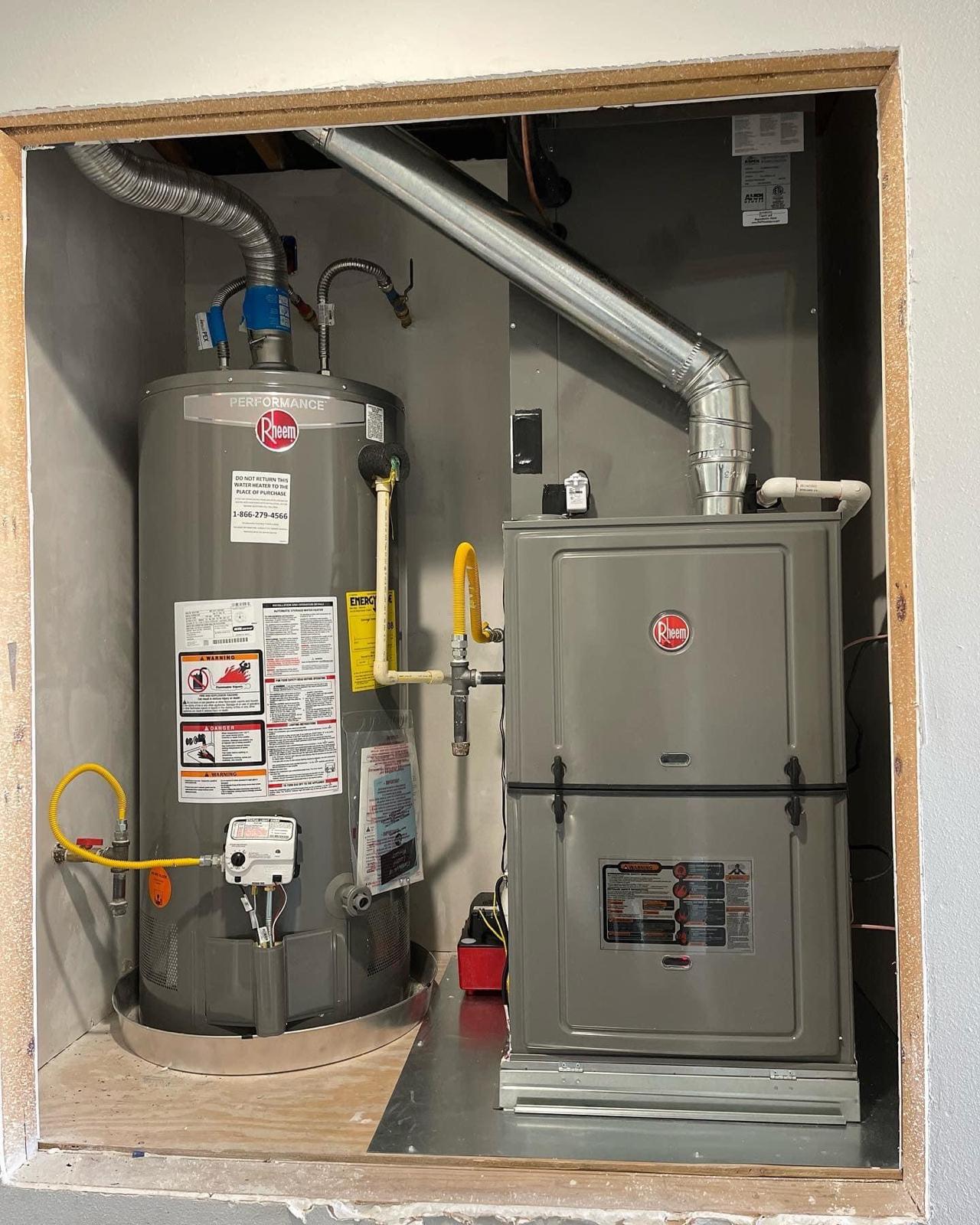 Furnace and water heater installation by Israel Sheet Metal in an El Paso home